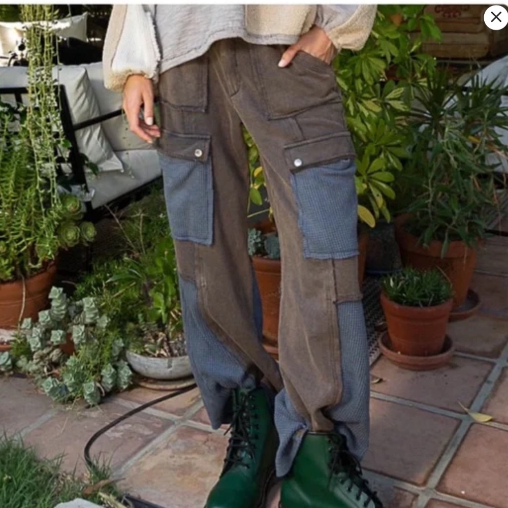POL Brown and Blue Cargo Joggers